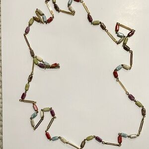 New Multicolor Beaded Necklace with Gold Details